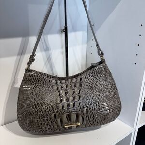 Brahmin causing Charcoal Croc-Embossed Shoulder Bag